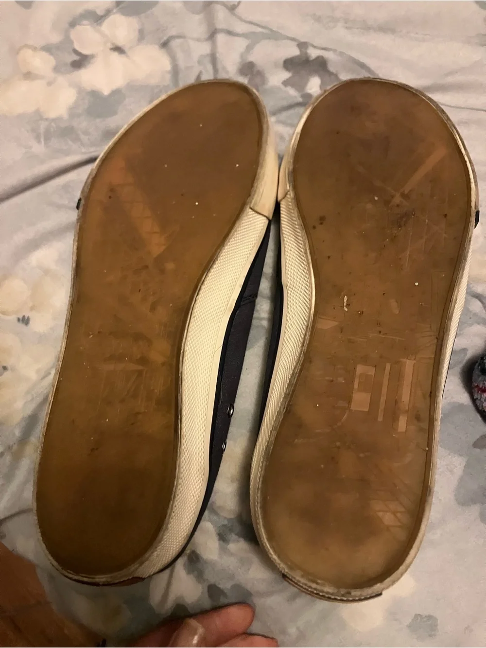Margaritaville Navy Canvas Slip-On Shoes with Orange Palm Accent-size 10